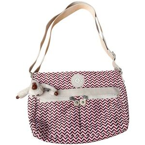 Kipling Angie Chevron Crossbody Bag With Monkey Keychain